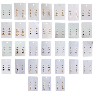 Kit 3 Pares Brincos Trio 1 Cartela Brinco Pequeno Folheado Ouro Ródio Pedra Strass Bolinha