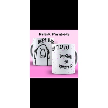 Caneca cerâmica Flork Aniversário Dorflex ou Rivotril Presente Presente