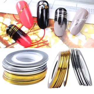 kit Fitilho Fita adesiva para unha dourada e prata decoração de unha fitilho metalizado Gold silver