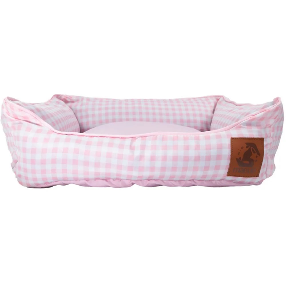 Cama Pet Caminha Para Cachorro E Gato Porte Medio Vichy Rosa - Tamanho M 88x75Cm