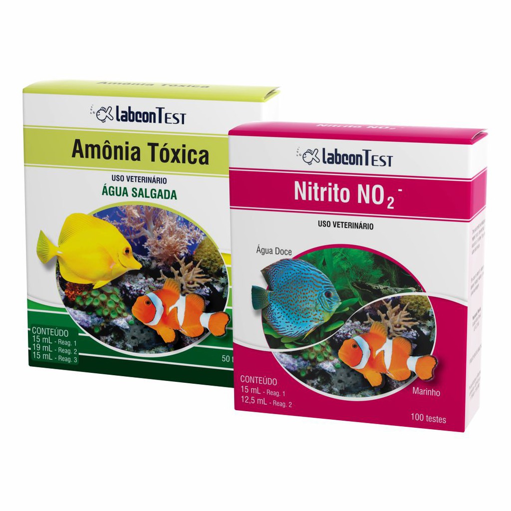 Kit Alcon/ Labcon Teste Amonia Salgada + Nitrito - Para Aquarios Marinhos