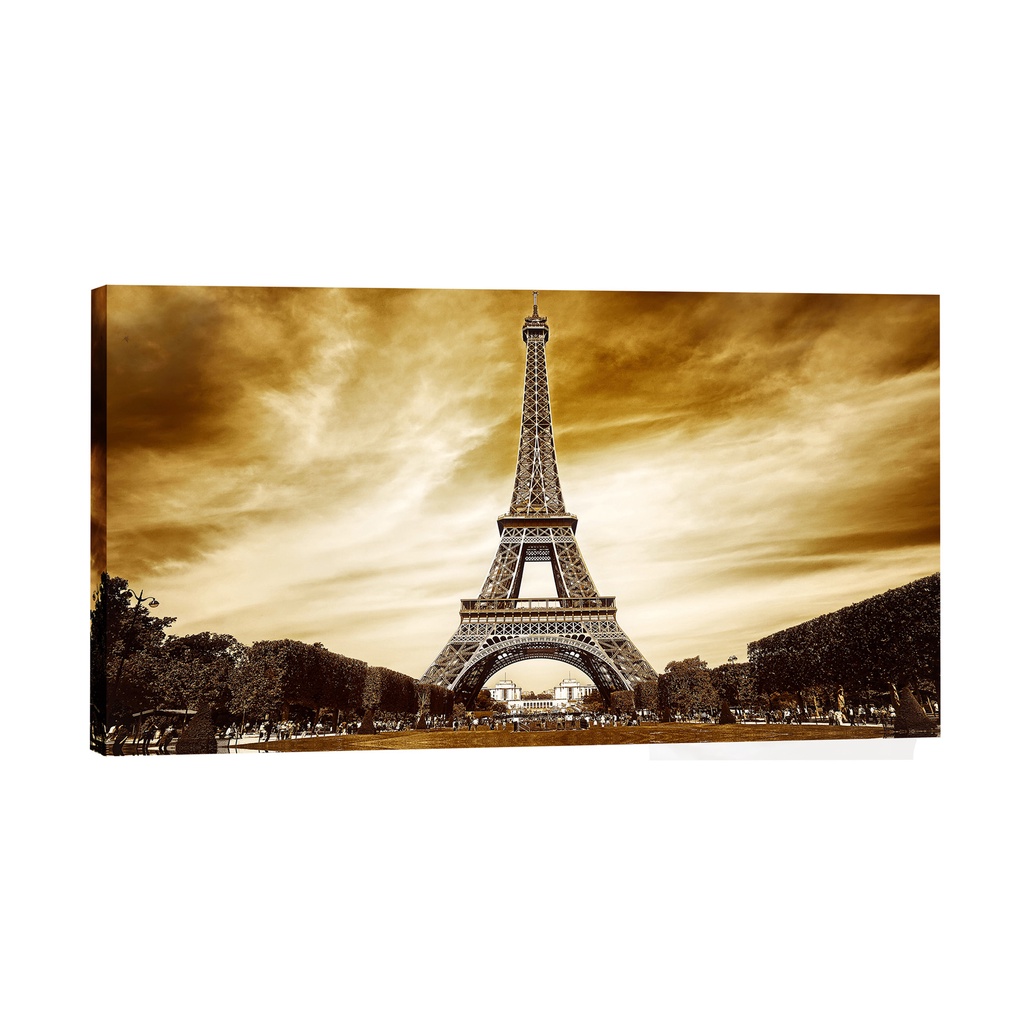 Quadro Decorativo Cidades Paris Torre Eiffel Marrom 55x100
