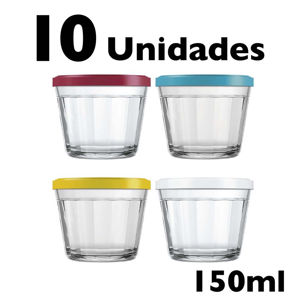 Jogo Potes Americano Com Tampa 150ml - 10 Unidades