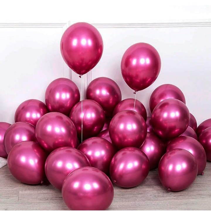 25 Unid Balão Pink Rosa 9 Pol Cromado - Bexiga Metalizado Alumínio