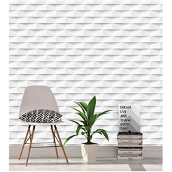 Papel de Parede Tijolo 3D com efeito de sombras em Tons de Branco e Preto