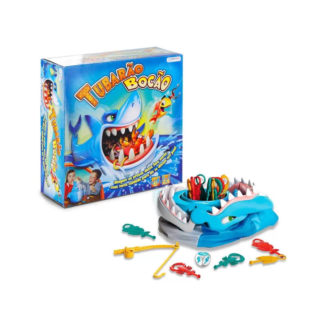 Brinquedo Jogo Tubarão Bocão Com Vara de Pescar Multikids - BR753 em Oferta na Shopee