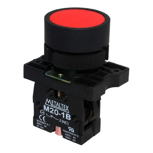 Kit 2 Botões de Comando Faceado 1 Vermelho 1NF + 1 Verde 1NA Metaltex