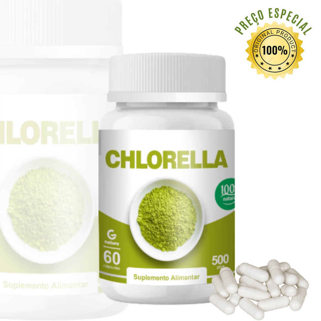 Chlorella 60 Cápsulas 500mg Genature Original em Oferta na Shopee