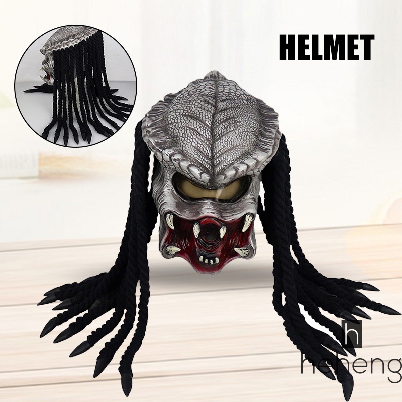Predator Capacete De Motocicleta Látex Face Completa Roupa De Cabeça De Halloween Cosplay Fantasia Predador Headwear