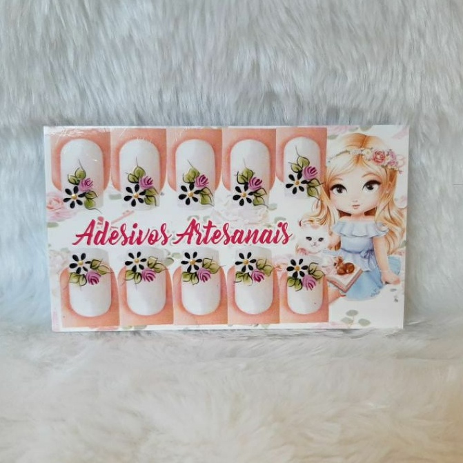 Kit Cartelas Com Adesivos Cada Cartela Adesivos De Unhas Artesanais Shopee Brasil