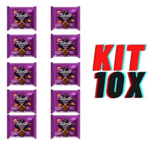 Kit 10 Barras de Chocolate Mini Talento Amêndoas e Passas 25g cada - Garoto