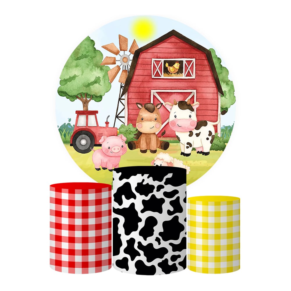 Trio Capas Cilindros + Painel Tema Fazendinha Xadrez Veste Fácil em Oferta na Shopee