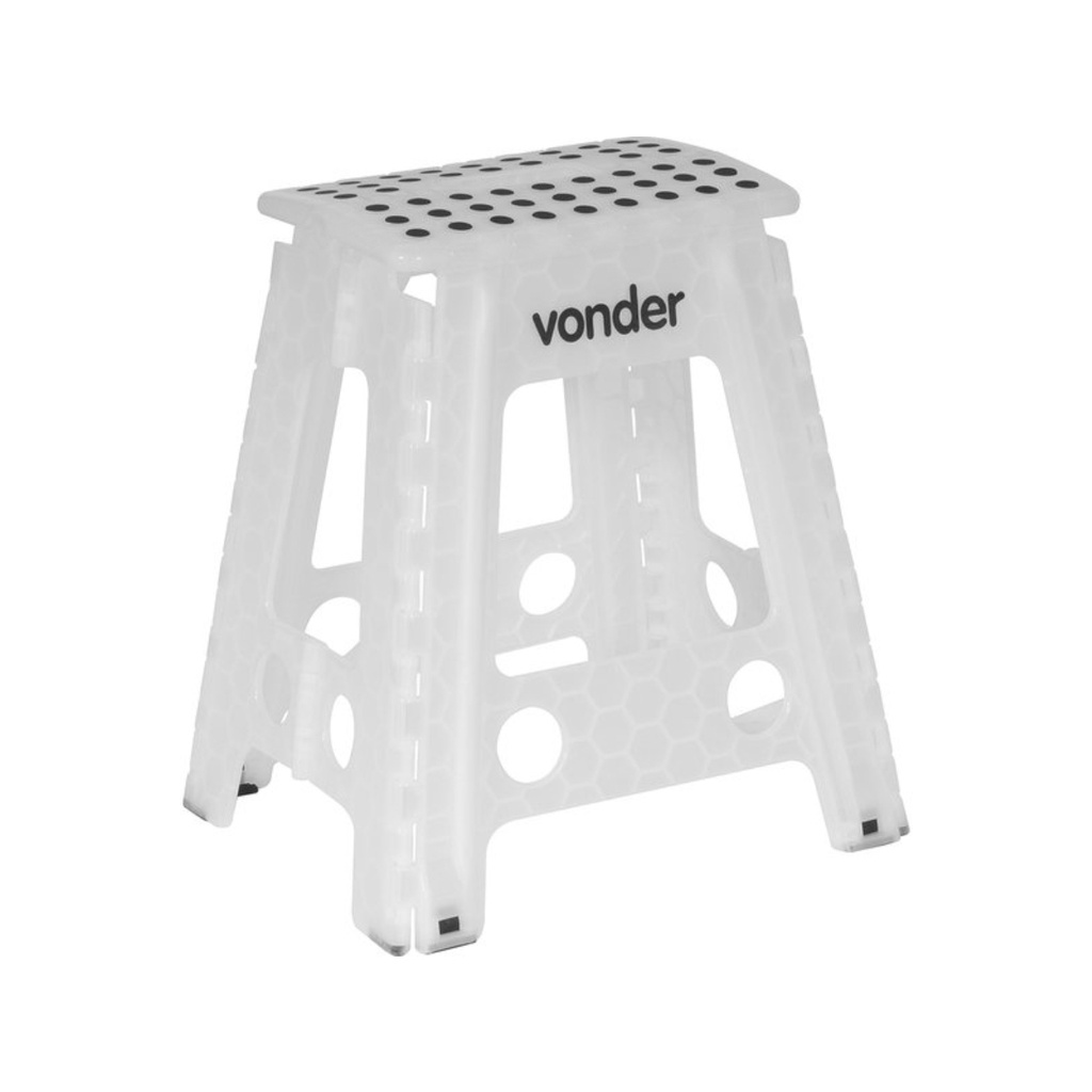 Banco / Banqueta Plástica Dobrável 450mm Suporta até 150kg Branca Vonder - 35.40.045.000 em Oferta na Shopee