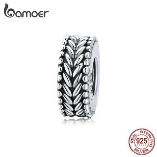 BAMOER 925 Silver Wheet Clip Charm With Silione For Original Bracelet&Bangle Accessories