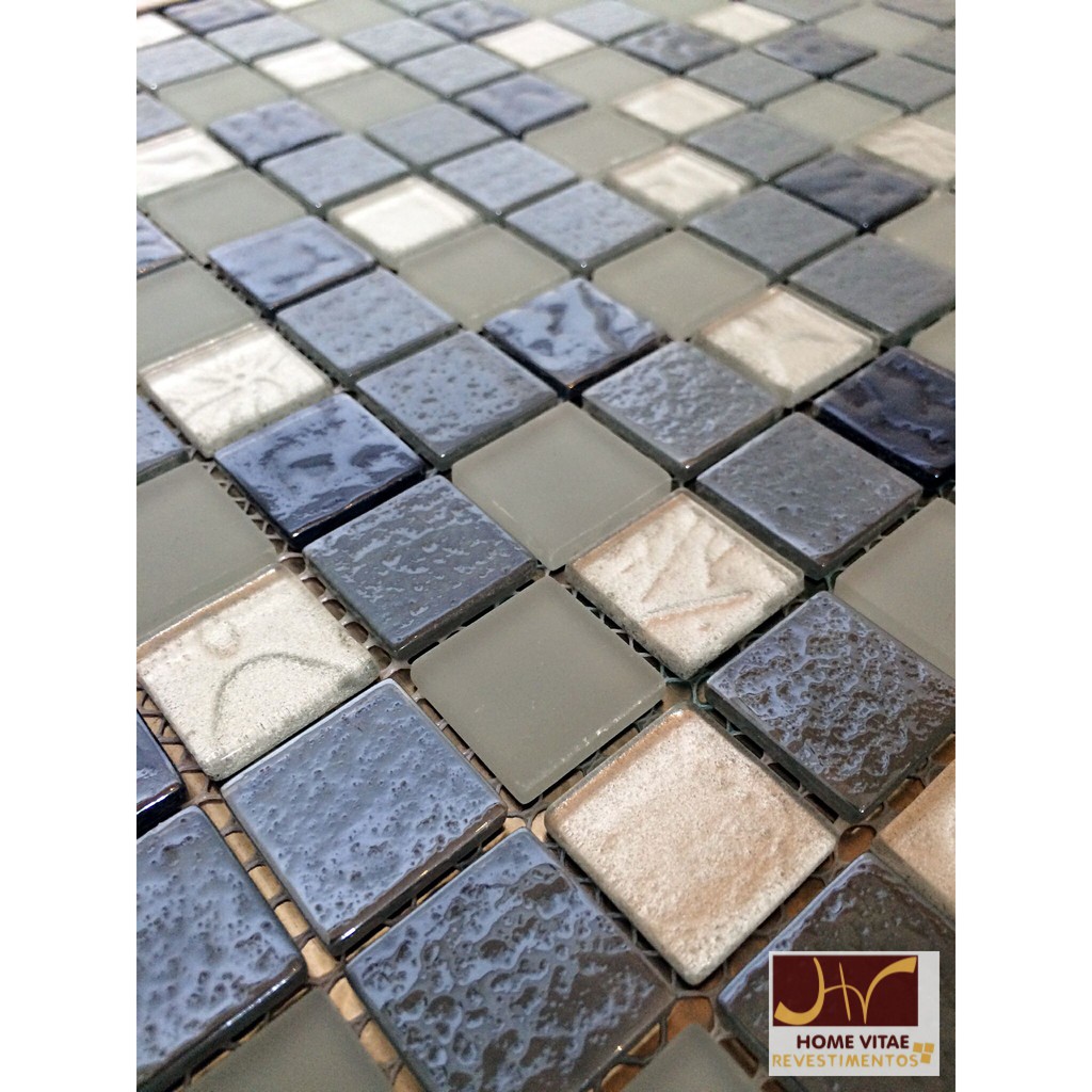 Pastilha De Vidro Cristal com Craquelado Azul