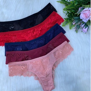 Kit 5 Calcinhas Tanga Fio Dental Renda Lingerie Revenda