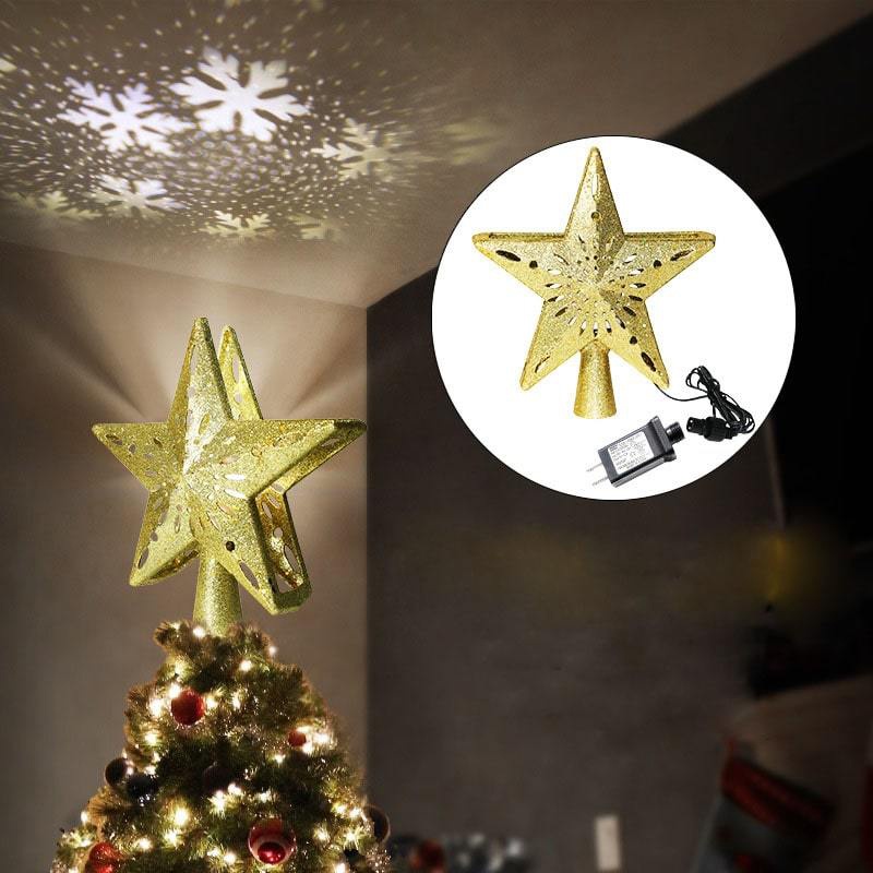 Claro De Projeção 3d Oco Gold / Sliver Star Com Bola Rotating Led Embutido  Para Decoração De Árvore De Natal | Shopee Brasil