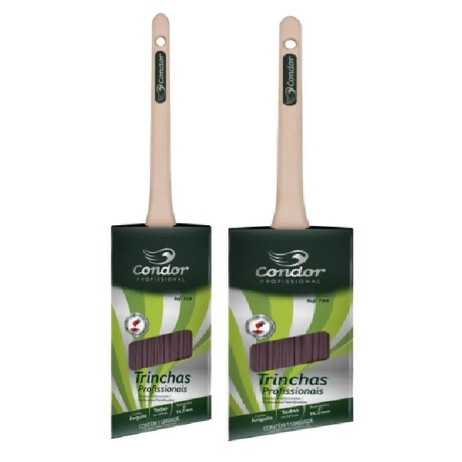 Kit 2 Pincel Trincha Angular Recorte Profissional 704 Condor