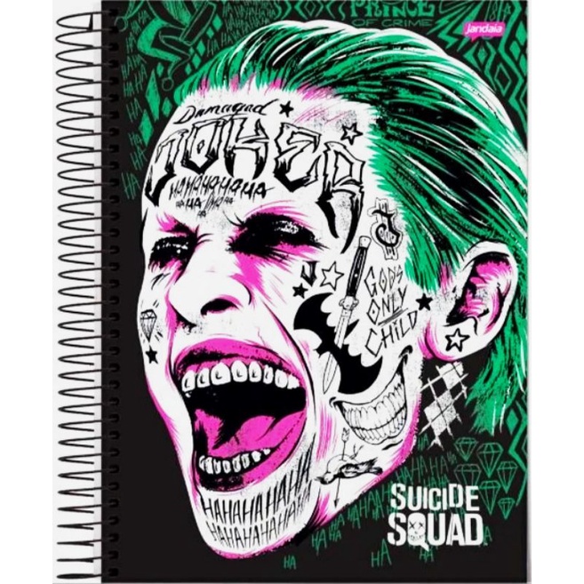 Caderno Universitário Espiral Capa Dura 15x1 300fls Jandaia - Esquadrão Suicida / Joker / Curinga