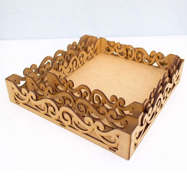 Combo 2 Trio De Bandejas Provençal Para Festa Mdf Cru 24cm, 21, 18cm