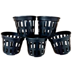 Kit 5 Vasos Para Orquídeas Plástico Preto Pt 15 Vazado
