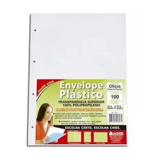 Envelope Plástico Ofício 4 Furos Fino Chies C/100 Unidades em Oferta na Shopee