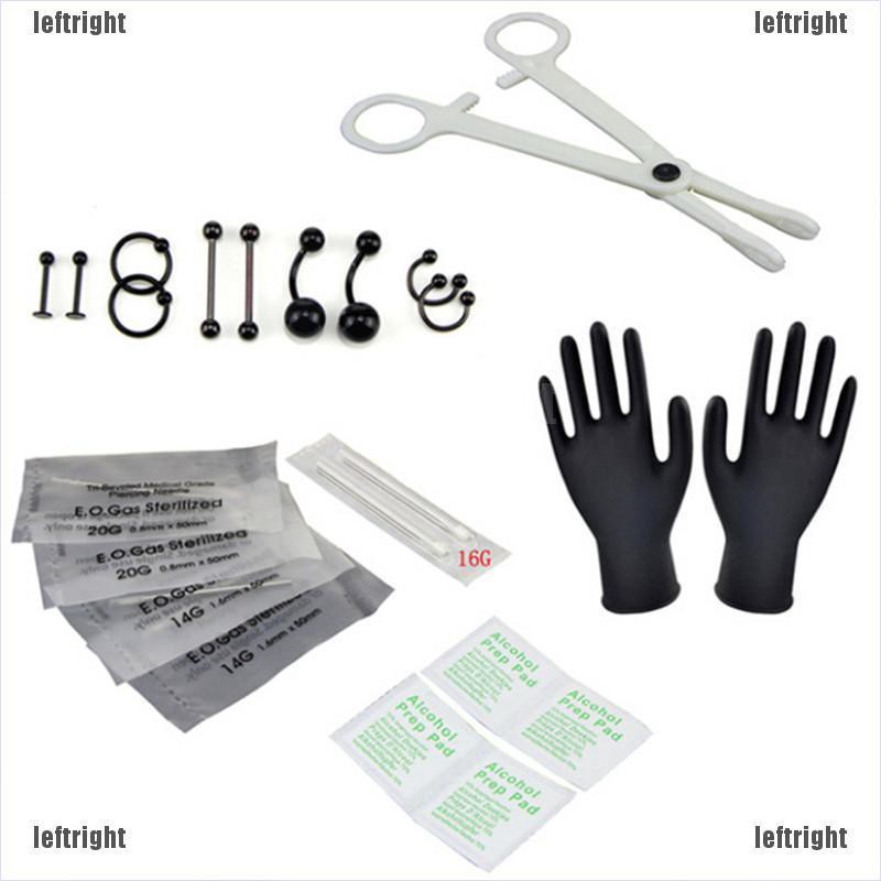 Canhoto 19 Pcs Set Body Piercing Tool Kit Nariz Ouvido Umbigo Agulhas De Mamilo Pinca Shopee Brasil