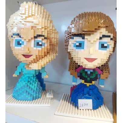 Brinquedo de Montar, Mini Blocos de Construção Ana e Elza (Frozen), Tamanho Grande (Boneco após montado fica entre 15 cm e 18 cm altura) / Brinquedo Educativo MiniBlock / Nano Blocos / Lego Blocks / Quebra-cabeça Colecionável Decorativo..