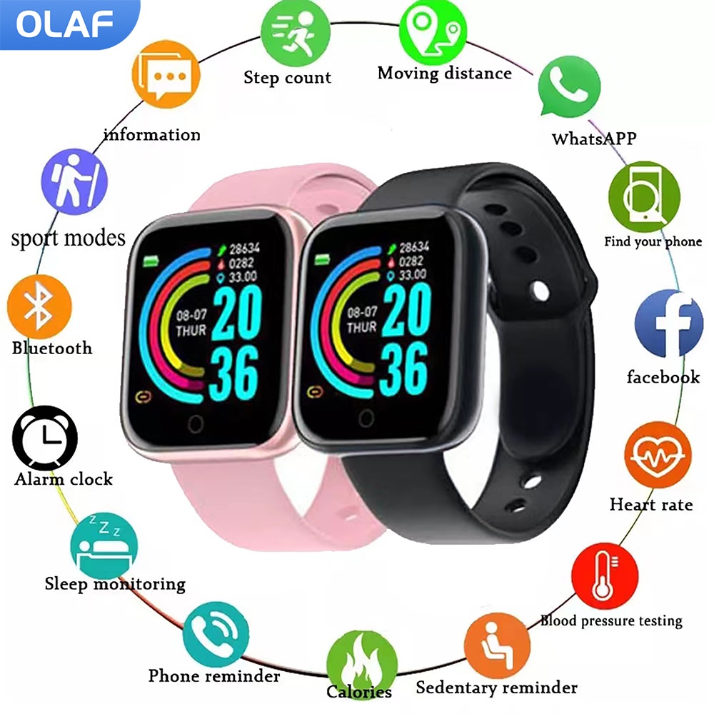 Y68 Smartwatch Relógio Inteligente Adulto Smart Watch Bluetooth Fitness Tracker Esportivo Monitor De Pressão Arterial Bracelet Para Android IOS