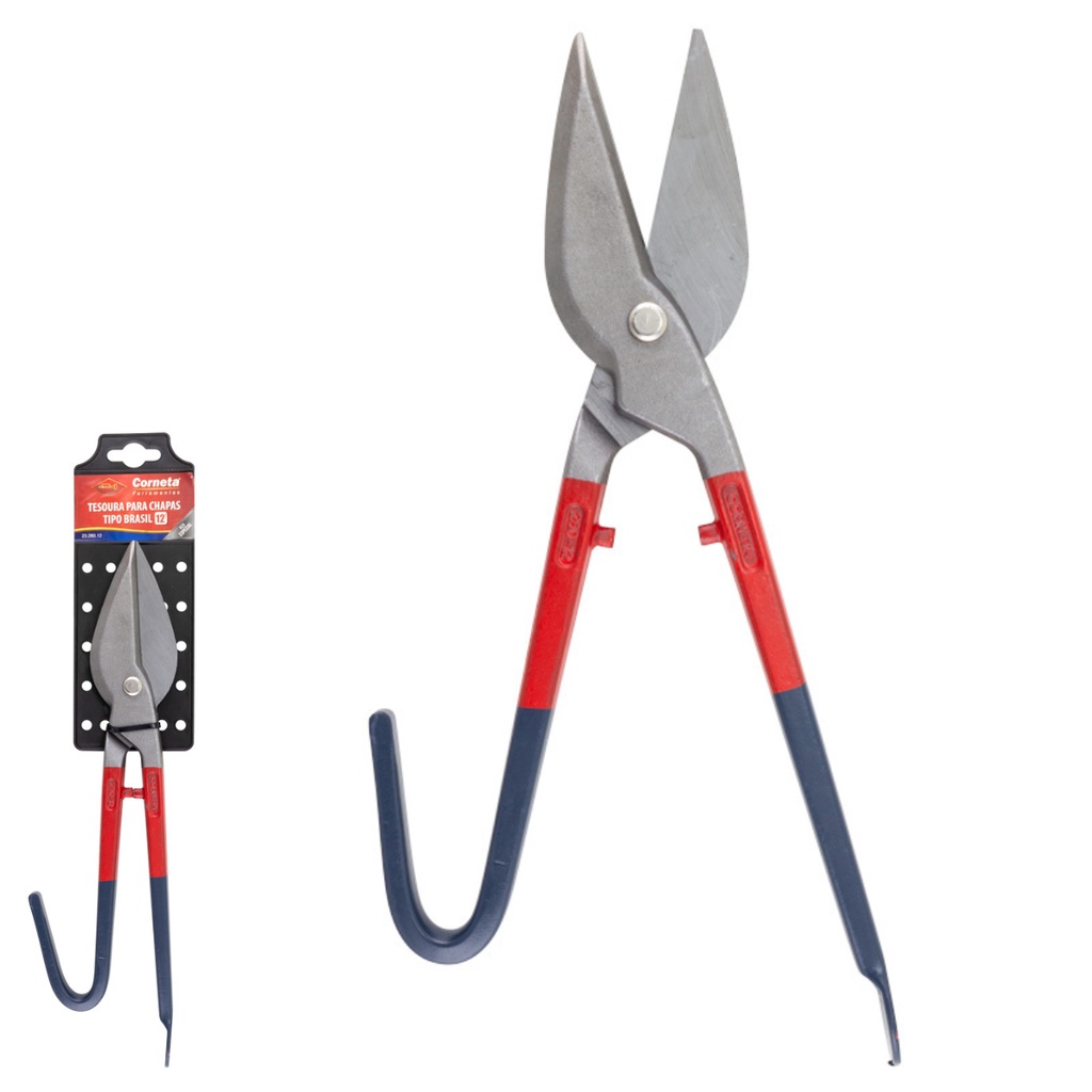 Tesoura Para Cortar Chapa Funileiro Profissional Tipo Brasil 12Pol - Original Corneta