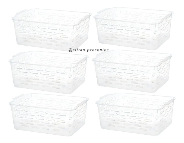 Kit 6 Cestos Decorativos Organizadores Sem Tampa Plasnorthon Multiuso em Oferta na Shopee