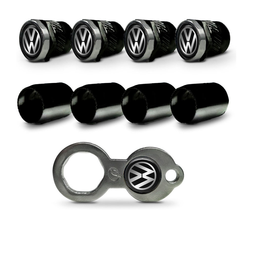 Kit Tampa Bico Pito Antifurto Pneu Roda Metal Preto Logo Volkswagen Shopee Brasil