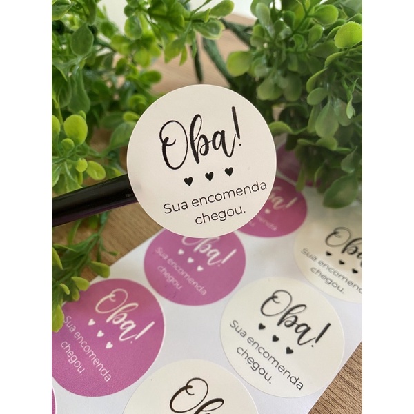 100 Adesivos oba sua encomenda chegou 4x4 | Adesivo vinil cliente em Oferta na Shopee