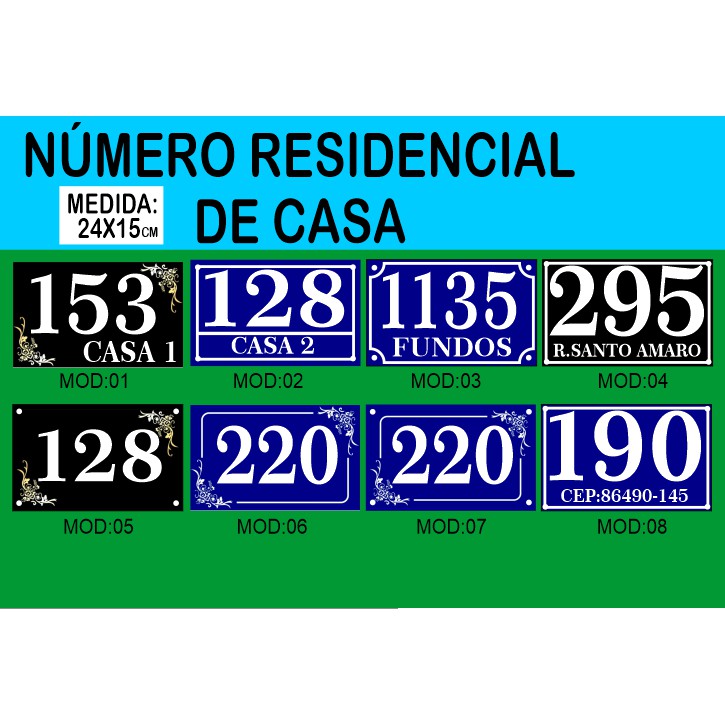 Placa Número Para Casa - Residencia - Rua - Cep - Apartamento - Bloco - Condomínio
