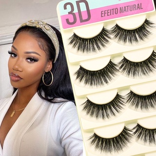 5 Pares de Cílios Postiços Efeito Natural 3D / Cílios Longos