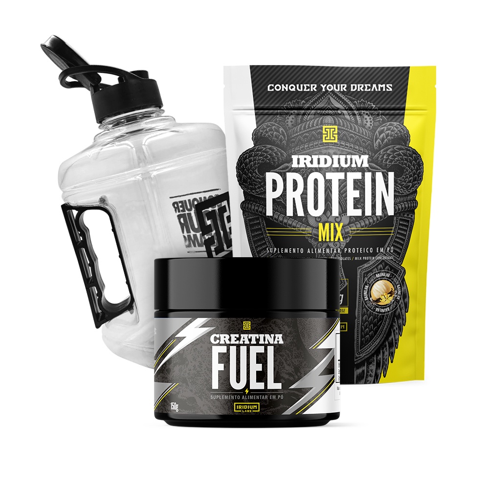 Kit Whey Protein Mix + Creatina Fuel Monohidratada 150g + Galão 1,5l