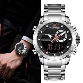 Naviforce Moda Esporte Chronograph Quartz Men Watch Strap Aço À Prova D 