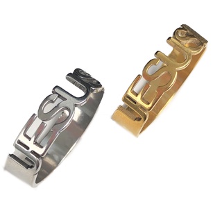 Anel Masculino Anel Feminino Religioso Escrito "Jesus" Vazado 6mm em Aço Inox / NÃO DESBOTA.