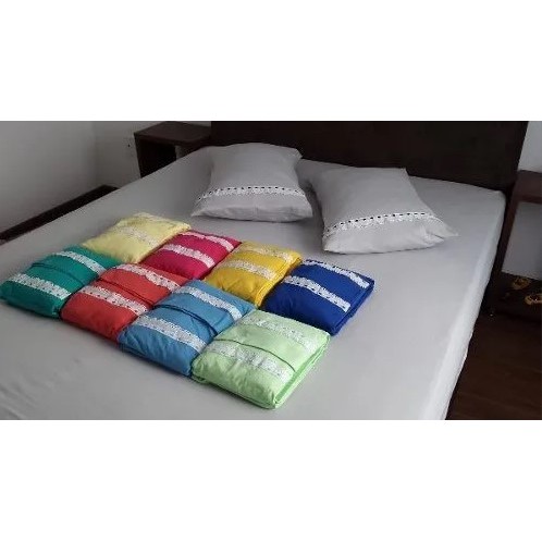 Jogo de Lençol De Malha 100% Algodão Com Fronha de Zíper e Lese Várias Cores e Estampas