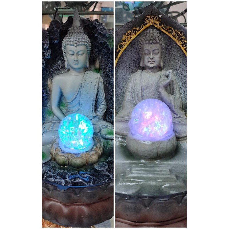 Fonte de água com a bomba de água bivolt com LED Cascata Decorativa Mesa Ganesha Feng Shui Buda