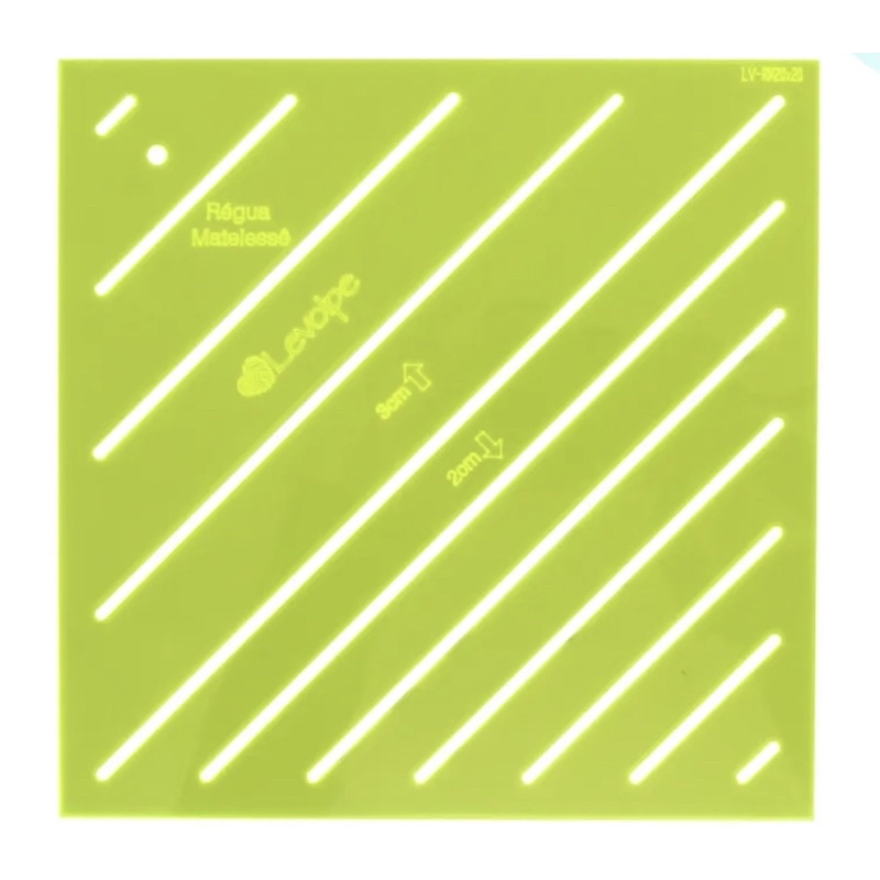 Régua Para Matelassê Quit Reto Com 2 e 3 Cm 20x20cm Verde Promoção