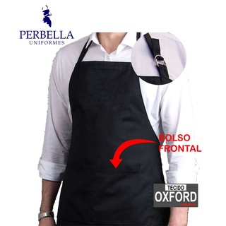 Avental Oxford Regulável Altura Com Bolso Preto Branco Vermelho Liso Uniforme Chef Cozinha Restaurante Evento