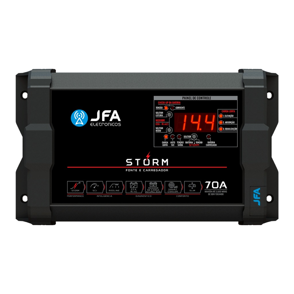 Fonte Carregador Automotivo Jfa Storm 70a Bivolt com voltimetro em Oferta na Shopee