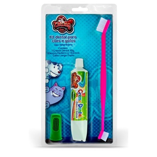 Kit Dental para Cães e Gatos Escova Dupla + Pasta + Dedeira Cachorro Pet em Oferta na Shopee