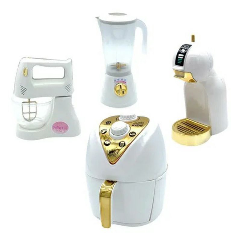 Kit Brinquedo Cozinha Infantil Com 4 Brinquedos Air Fryer Batedeira Cafeteira E Liquidific...