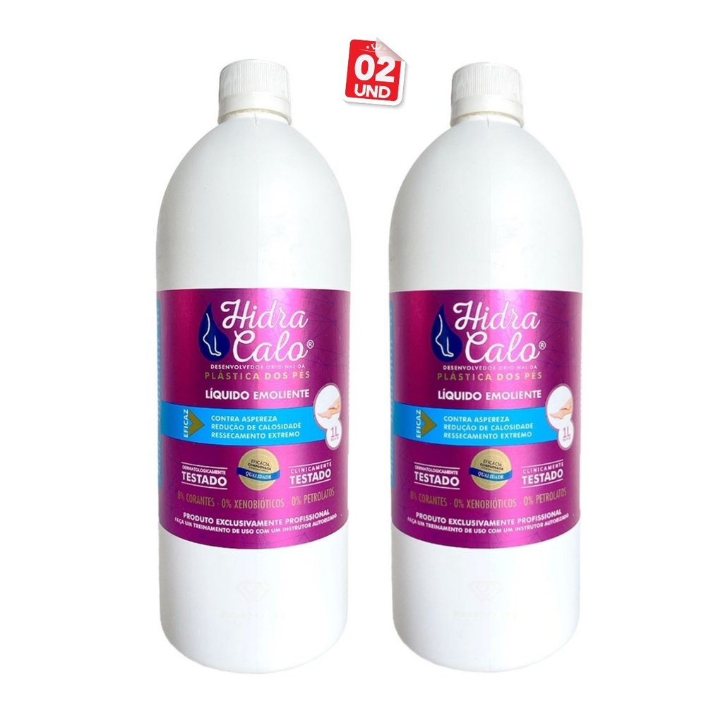 02 Hidracalo 1 Litro Plástica E Spa Dos Pés Loçao Emoliente