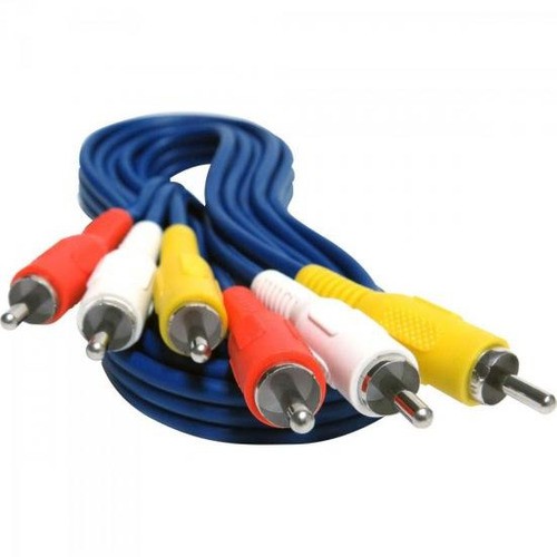 Kit 03 Cabo Video Rca Azul 1,5m 3+3 Tv Lcd Led Dvd