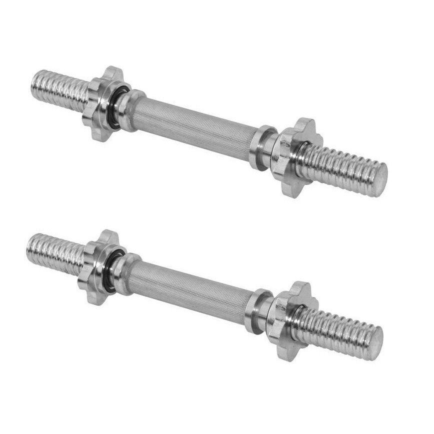 Barra Maciça 40cm Cromada com Rosca (PAR) com Pegada Recartilhada Treino de Força - Odin Fit