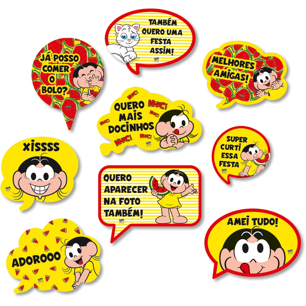 Kit Plaquinhas Divertidas Festa Magali Melancia - 09 unidades - Festcolor - Rizzo Festas