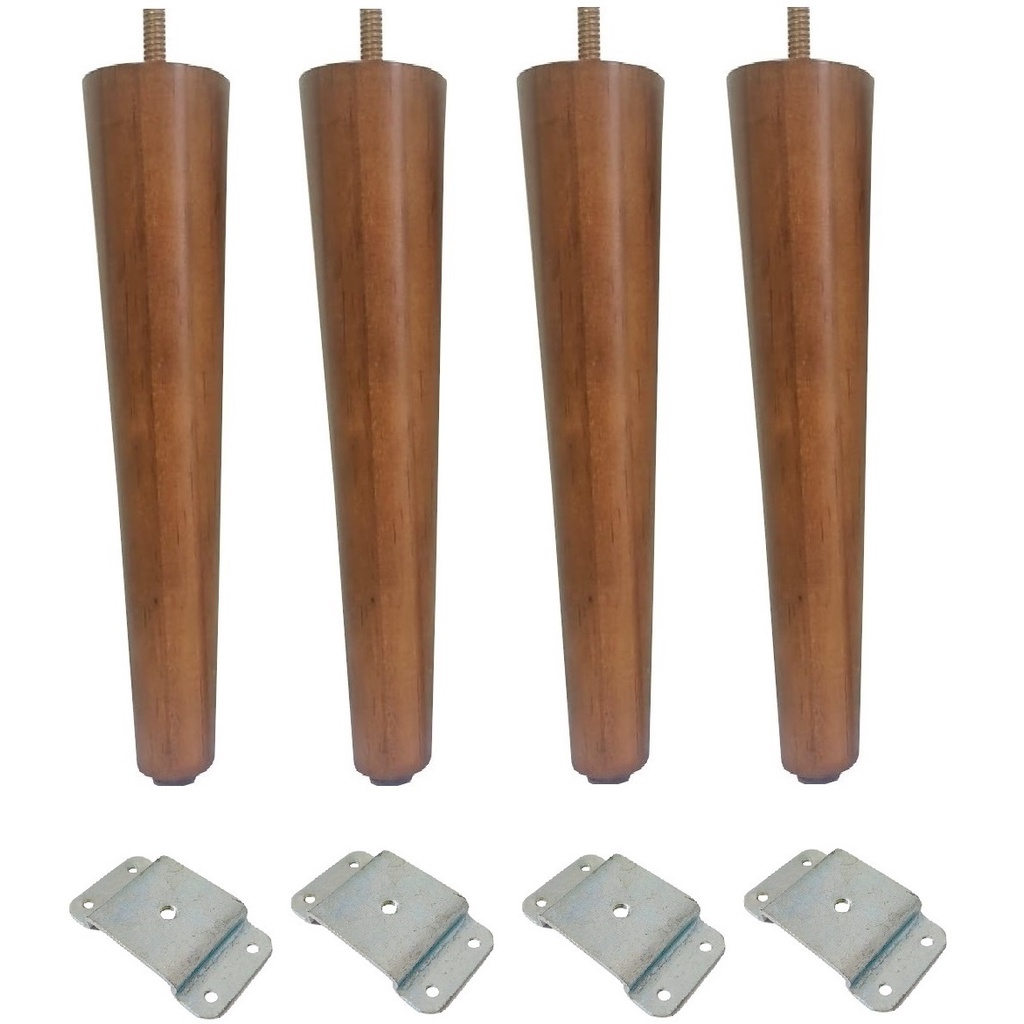 Kit com 1 2 3 ou 4 Pé Palito 30cm Madeira Pinus + Chapinha Reta Metal Suporte Fixação em Oferta na Shopee